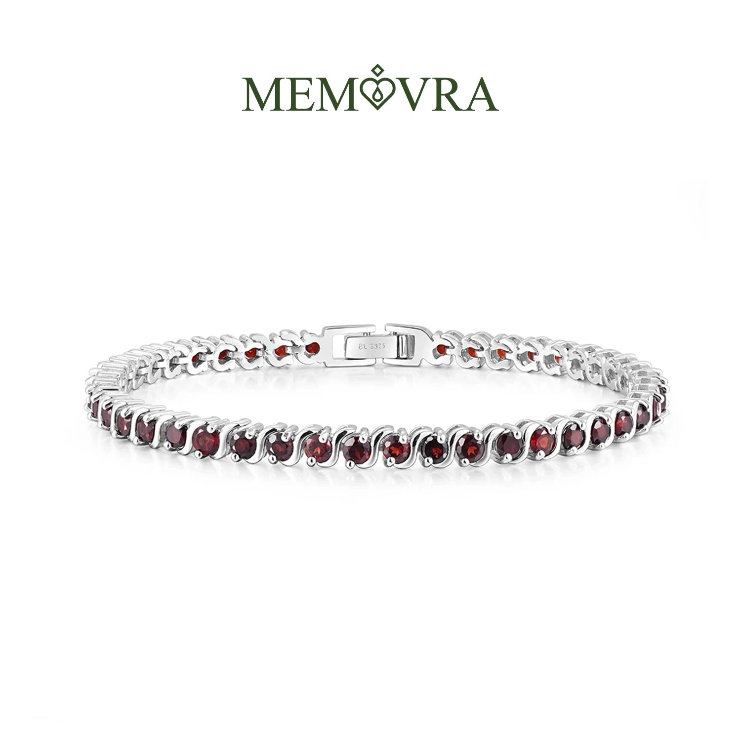 Garnet Tennis Silver Bracelet